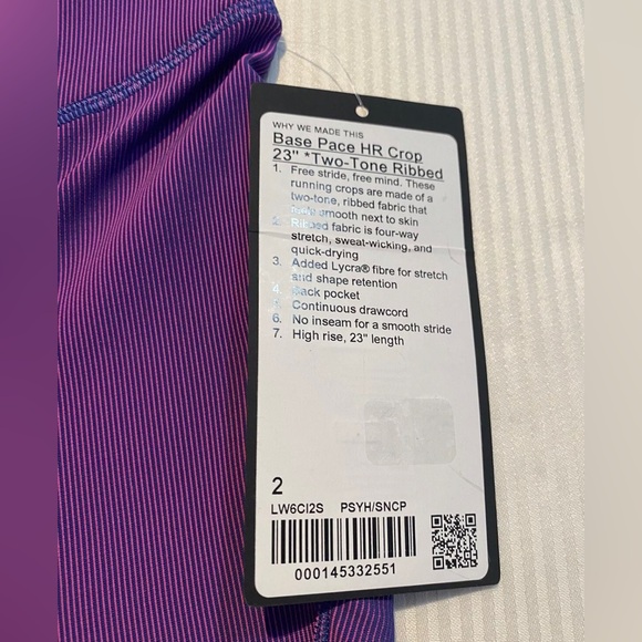 Lululemon Base Pace Hi-Rise Crop Two-Tone Ribbed Pant Leggings 23” - Picture 10 of 10